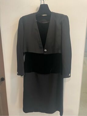 Valentino Women's Black Cropped Jacket and Dress Set - Elegant Evening Wear